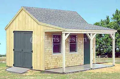 12' X 16' Cottage / Cabin Shed With Porch Plans #81216 • $23.95