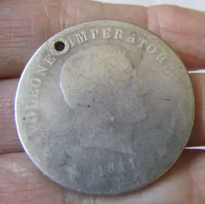 1811 Italy KINGDOM OF NAPOLEON 5 Lire Silver Coin • $24.95