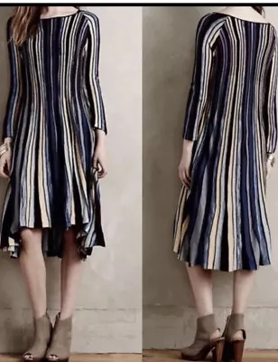 Anthropologie Moth Women Small Nora Sweater Dress High Low Swing Striped HH • $29.99