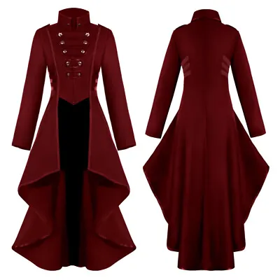 Women's Medieval Formal Dress Tailcoat  Irregular Hem Retro Costumes Long Top • $52.99