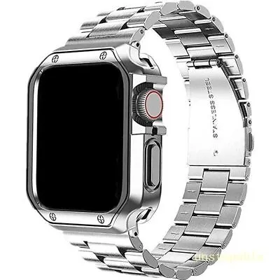 Case+ Stainless Steel Metal Strap For Apple Watch Series 9 8 7 6 SE 5 Ultra 2 49 • $13.99