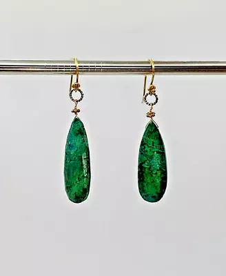 Robindira Unsworth Malachite Stone Drop Gold Vermeil Over Sterling Earrings • $50