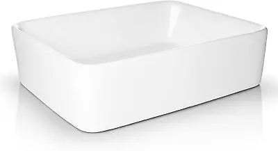 19  X 15  Rectangular White Ceramic Vessel Sink - Modern Above Counter Bathroom  • $75.99