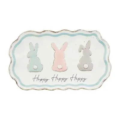 Mud Pie Home Pastel Color Speckled Easter Bunny Trio Serving Platter • $51.99