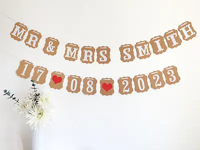 £2.99 • Buy PERSONALISED BANNER Bunting Rustic Wedding Party Reception Baby Shower Birthday