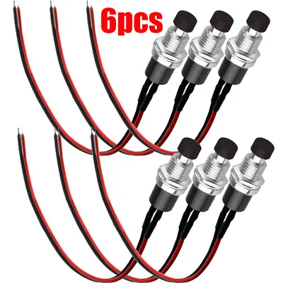 6Pcs 12V Mini Push Button Pre-Wired Momentary N/O OFF-ON Switch Plug 5AMP SPST • $9.29