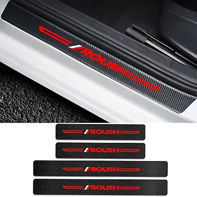4Pcs For Ford F150 Roush Carbon Fiber Leather Sticker Car Door Sill Protector • $14.99