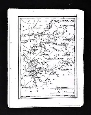 1833 Perrot Tardieu Map - Seine Et Marne - Meaux Melun Fontainebleau - France • $9.99