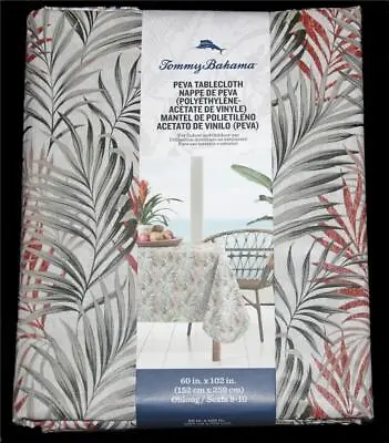 $23.99 • Buy Tommy Bahama Tropical Fronds Linen Look Textured Vinyl Flannel Back Tablecloth