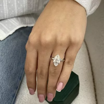 Diamond Ring Marquise E VS1 3 Carat Grown Lab Created Solitaire Platinum • $6799.99