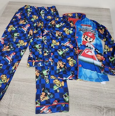 Mario Kart Kid Flannel Luigi Yoshi Pajama Sleep Set Nintendo Classic PJs Size 10 • $11.99