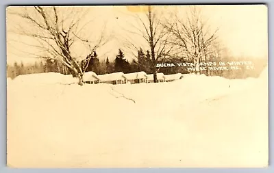 C.1920 RPPC MOOSE RIVER ME MAINE BUENA VISTA CAMPS WINTER PHOTO Postcard P45 • $19.95