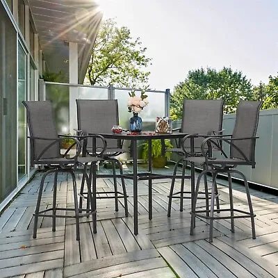 5 PCS Patio Bar Table Chair Set Swivel Bar Height Chair Bar Stools Outdoor Table • $489.99