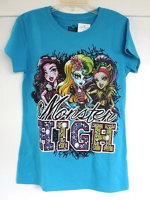 Mattel Monster High Girls Short Sleeve T Shirt Blue Size M (7-8) • $19.99