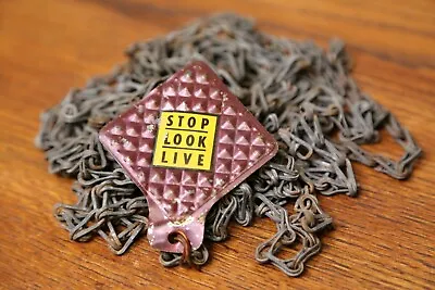 Vintage Bicycle Reflector Badge STOP LOOK LIVE LICENSE PLATE TOPPER Chain Old • $28.60