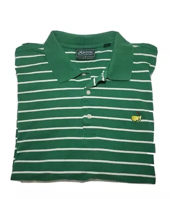 Masters Collection Mens Polo Golf Shirt Striped XL Green White 100 Mercerized  • $19