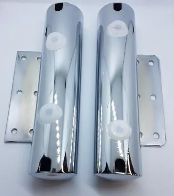 2 X Metal Chrome Tube / Pipe Feet Legs For Beds Sofas Stools Chairs • £6.99