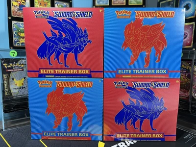 $300 • Buy 4x Zamazenta Zacian Base Set Elite Trainer Box Sword And Shield ETBs - SEALED