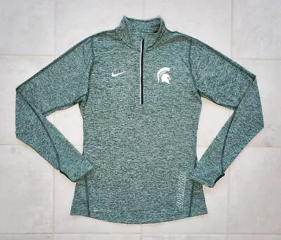 Nike Women's Small Michigan State Pullover Green MSU Dri Fit 1/4 Zip Running Top • $24.99