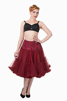 £38.99 • Buy Bordeaux 50's Rockabilly Super Soft 26 Inches Petticoat Skirt By BANNED Apparel