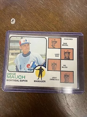 T.C.G 1973 Topps Baseball Gene Mauch #377 Coaching Staff Base Montreal Expos • $1.72