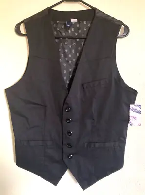 Divided By H&M Mens Suit Vest Sz Medium Black 5 Button Down Tuxedo Bartender NEW • $12.99