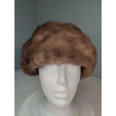 Vintage Brown/Beige Mink Fur Hat Beret Style From Canada 21  • $100