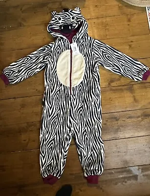 BNWT Girls Cute  Ziggy Zebra All In One Fleece Pyjama Set Pjs 6-7 Years RRP £35 • £19.99