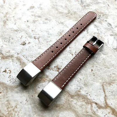 $56.33 • Buy Brown Stylish Unisex Soft Leather Band Strap With Stitches For Fitbit Alta HR