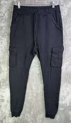 Zine Sweatpants Mens Medium Black Drop Crotch Jogger Pockets • $23.88