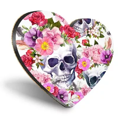 £3.99 • Buy Heart MDF Coasters - Pink Flowery Sugar Skull Flowers  #13088