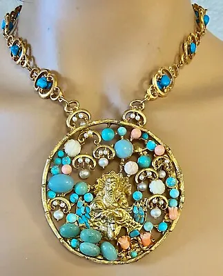 Swoboda Vintage Buddha Necklace ~  Jade Coral Howlite Pearl ~wow! • $159