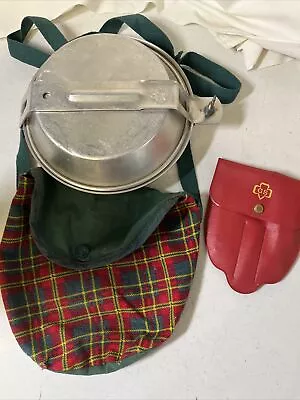 Girl Scout Camping Mess Kit/Pan Cooking Set Cutlery Set Carry Bag Vintage • $16