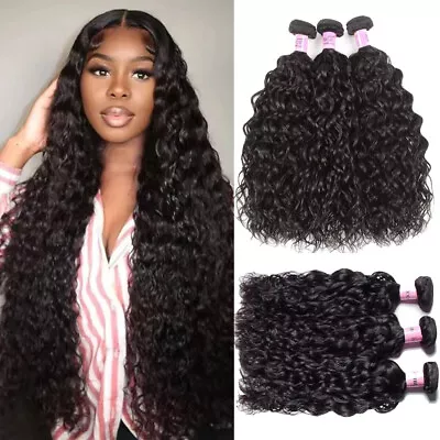 UNice Mongolian Water Wave 3 Bundles Wet And Wavy Human Hair Extensions Weave 9A • $42.84