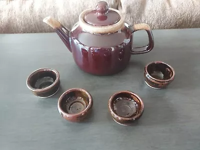 Vintage McCoy Brown Drip Glaze Teapot  With 4 Ramekins • $26