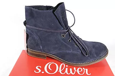 S.oliver Boots Ankle Boots Boots Suede Leather Blue Lined New • $60.74