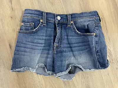 7 Seven For All Mankind Shorts Womens 25 Blue Mid Rise Distressed Cuff Denim • $13.50