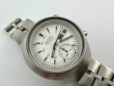 VTG SEIKO 6139-7100 White Dial Helmet Chronograph Automatic Cal 6139B - 40 Mm • $390