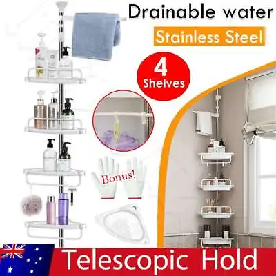 4 Tier Adjustable Telescopic Bathroom Shower Caddy Corner Shelf For Storage Rack • $28.95