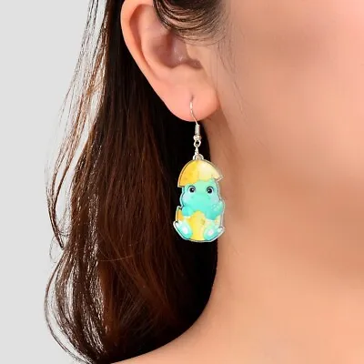 $3.99 • Buy Lovely Colourful Baby Dinosaur Earrings Easter Egg Holiday Gift Party Jewellery