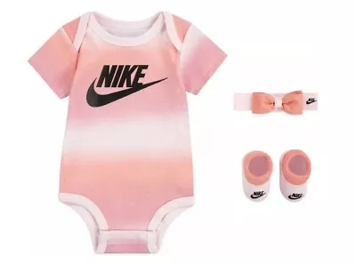 $19.99 • Buy 3 Piece Nike Baby Girls Outfit, 0-6 Months, Bodysuit Booties Headband Pink Gift