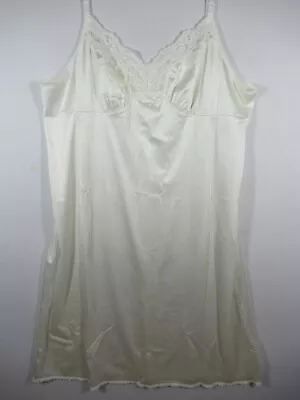 Vintage Vassarette Size 44 Nylon Full Dress Slip With Lace Satin White USA Made • $23.99