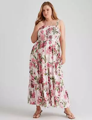 AU 14 - AUTOGRAPH - Plus Size - Womens Dress -  Woven Smocked Tiered Maxi Dress • $119.99