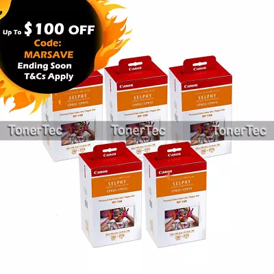 5xCanon Genuine RP108/KP108 High Yield Ink+Paper Set 4 Selphy CP820/CP910/CP1000 • $223.94