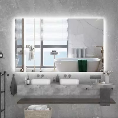 Tunuo Vanity Mirror 36 Hx60 W Rectangular Frameless Anti-Fog+Led Light Floating • $637.37