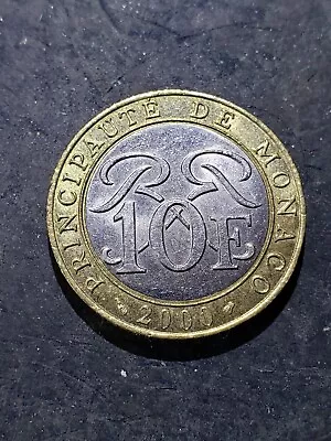 2000 Monaco 10 Francs Coin BU UNC   ( Mintage 238K )   • $11.11