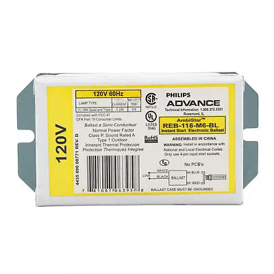 Advance Reb-118-m6-bl Instant Start Fluorescent Cfl Ballast 1-lamp 18w 120v • $24.50