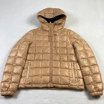 J.Crew Down Puffer Jacket Women's Small Gold Hooded Long Sleeve Zip Pockets • $29.99