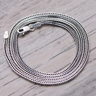 S925 Sterling Silver Chain Vintage Square Wheat Link 1.6mmW Men's Necklace   • $24.20