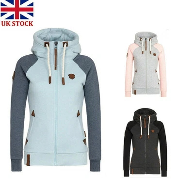 £12.99 • Buy Womens Hoodie Sweatshirt Zip Up Plain Jacket Hooded Ladies Jumper Hoody Top Coat